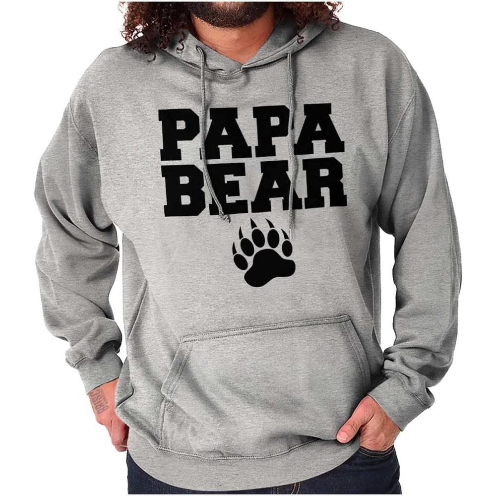 imageBrisco Brands Papa Bear Dad Fathers Day Pawprint Hoodie Hooded Sweatshirt MenSport Grey