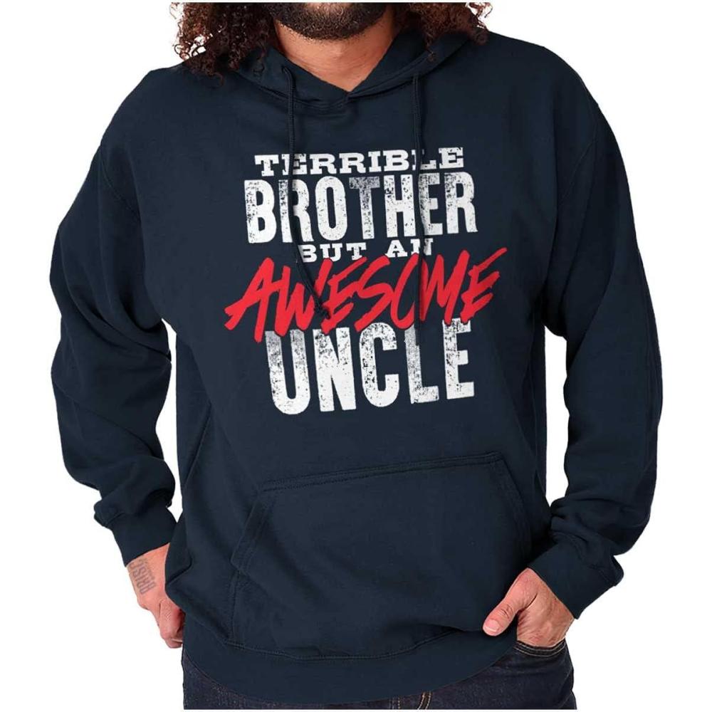 imageBrisco Brands Terrible Brother Awesome Uncle Hoodie Hooded Sweatshirt MenNavy