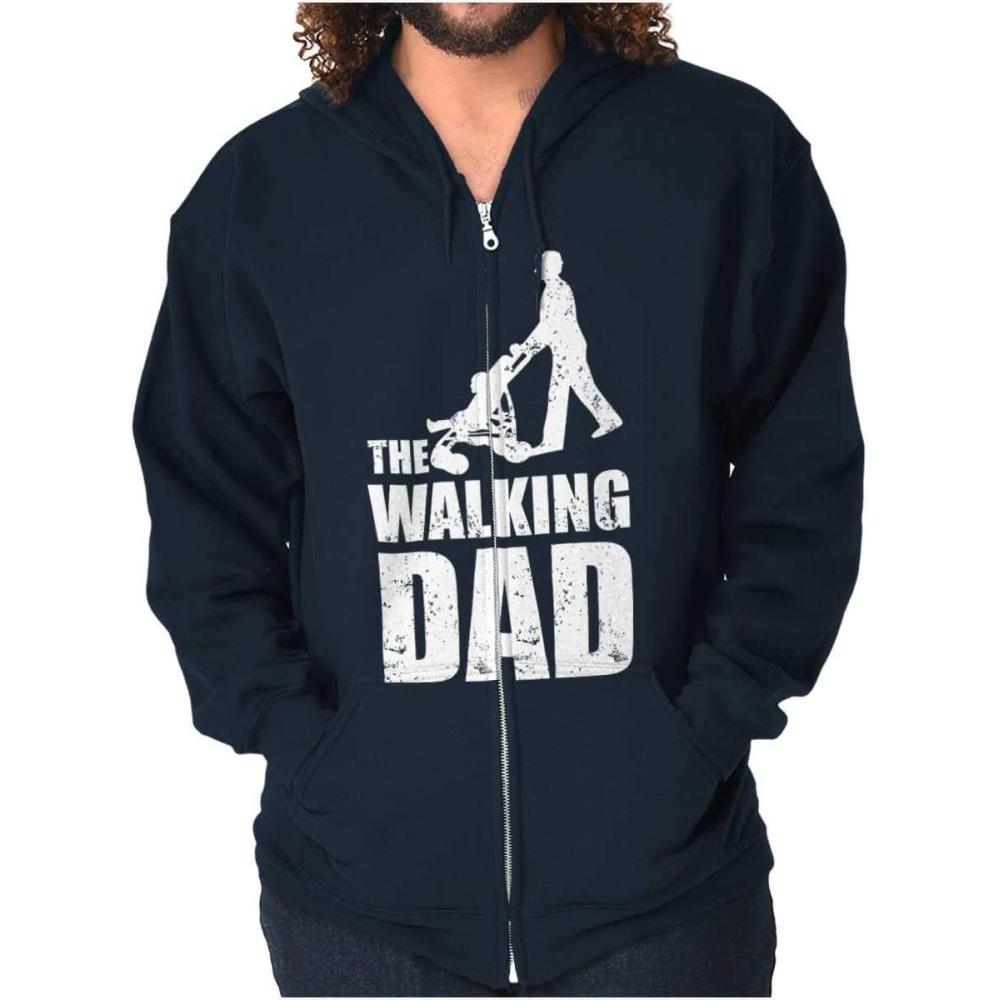 imageBrisco Brands Walking Dad Nerdy Zombie Movie Lover Zip Hoodie Sweatshirt MenNavy