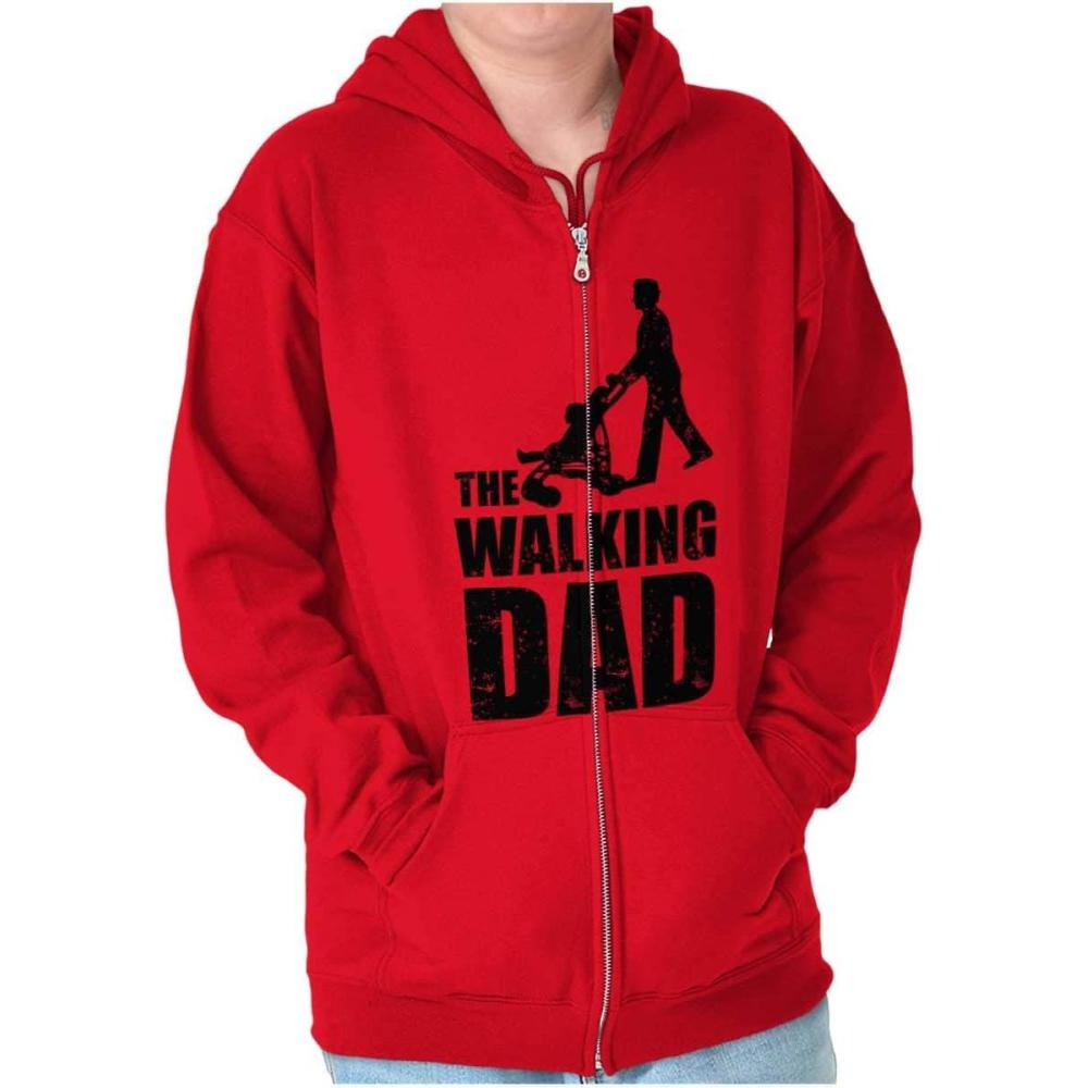 imageBrisco Brands Walking Dad Nerdy Zombie Movie Lover Zip Hoodie Sweatshirt MenRed