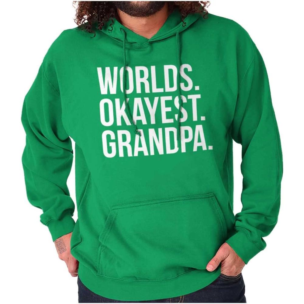 imageBrisco Brands Worlds Okayest Grandpa Funny Hoodie Hooded Sweatshirt MenIrish Green