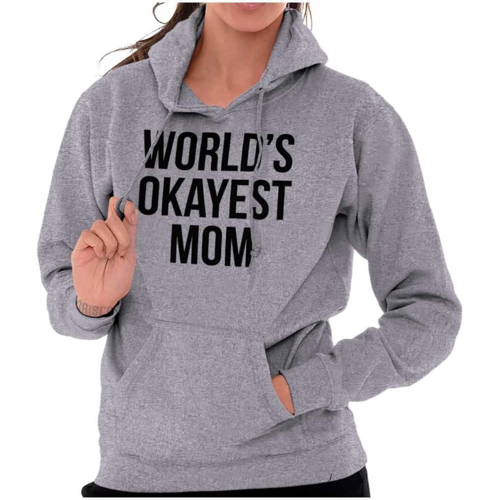 imageBrisco Brands Worlds Okayest Mom Hilarious Mothers Hoodie Sweatshirt WomenSport Grey