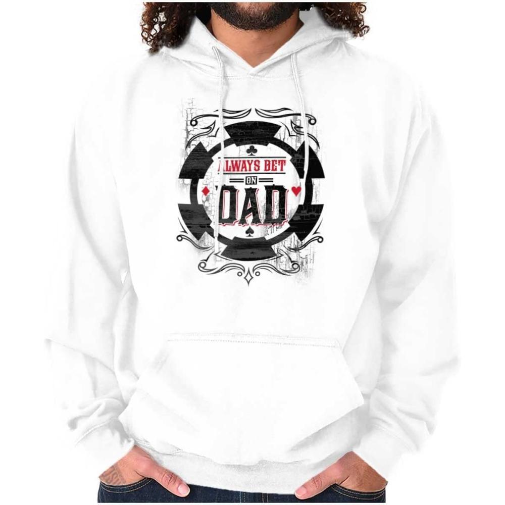 imageClassic Teaze Always Bet On Dad Gambling Chip Hoodie Hooded Sweatshirt MenWhite