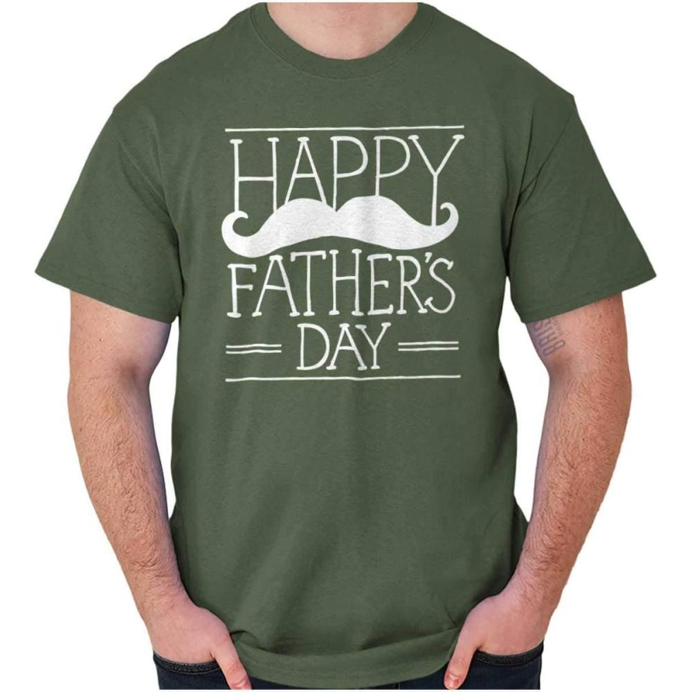 imageClassic Teaze Happy Fathers Day Dad Mustache Mens Graphic T Shirt TeesMilitary Green