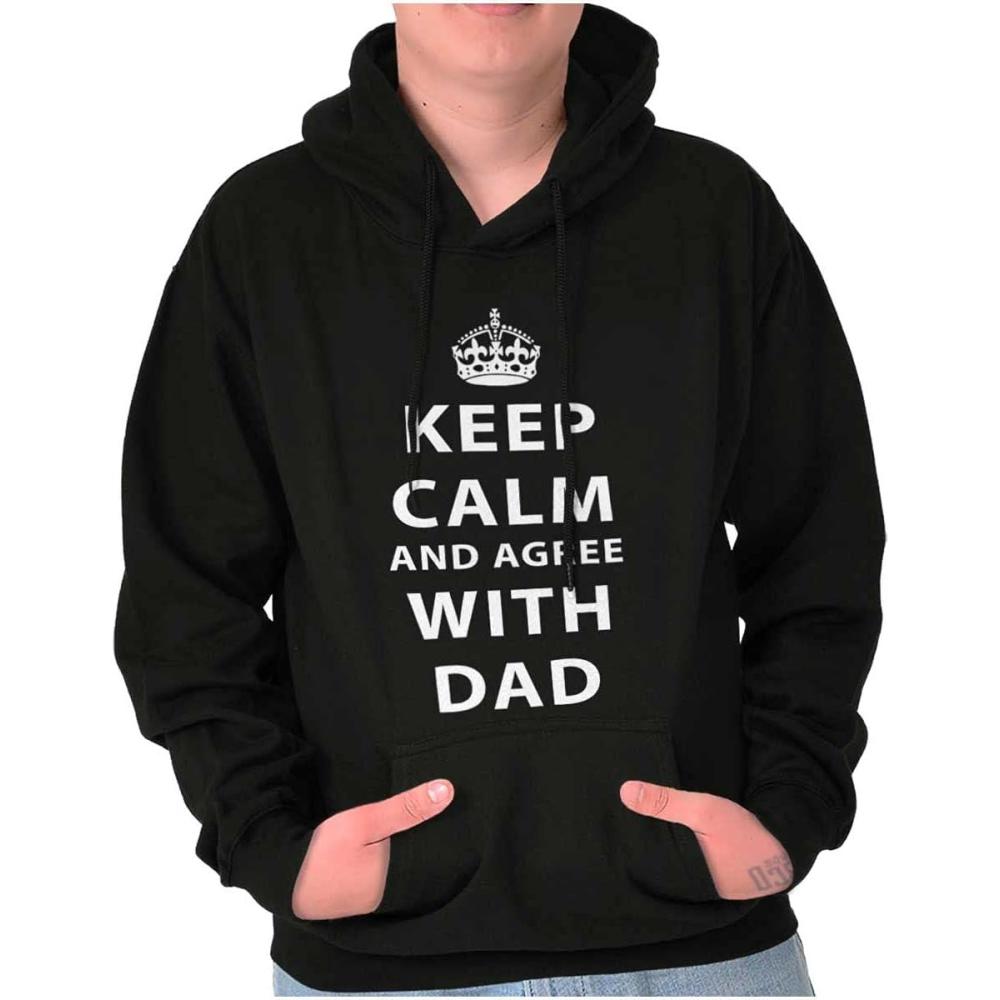 imageClassic Teaze Keep Calm And Agree With Dad Crown Hoodie Hooded Sweatshirt MenBlack