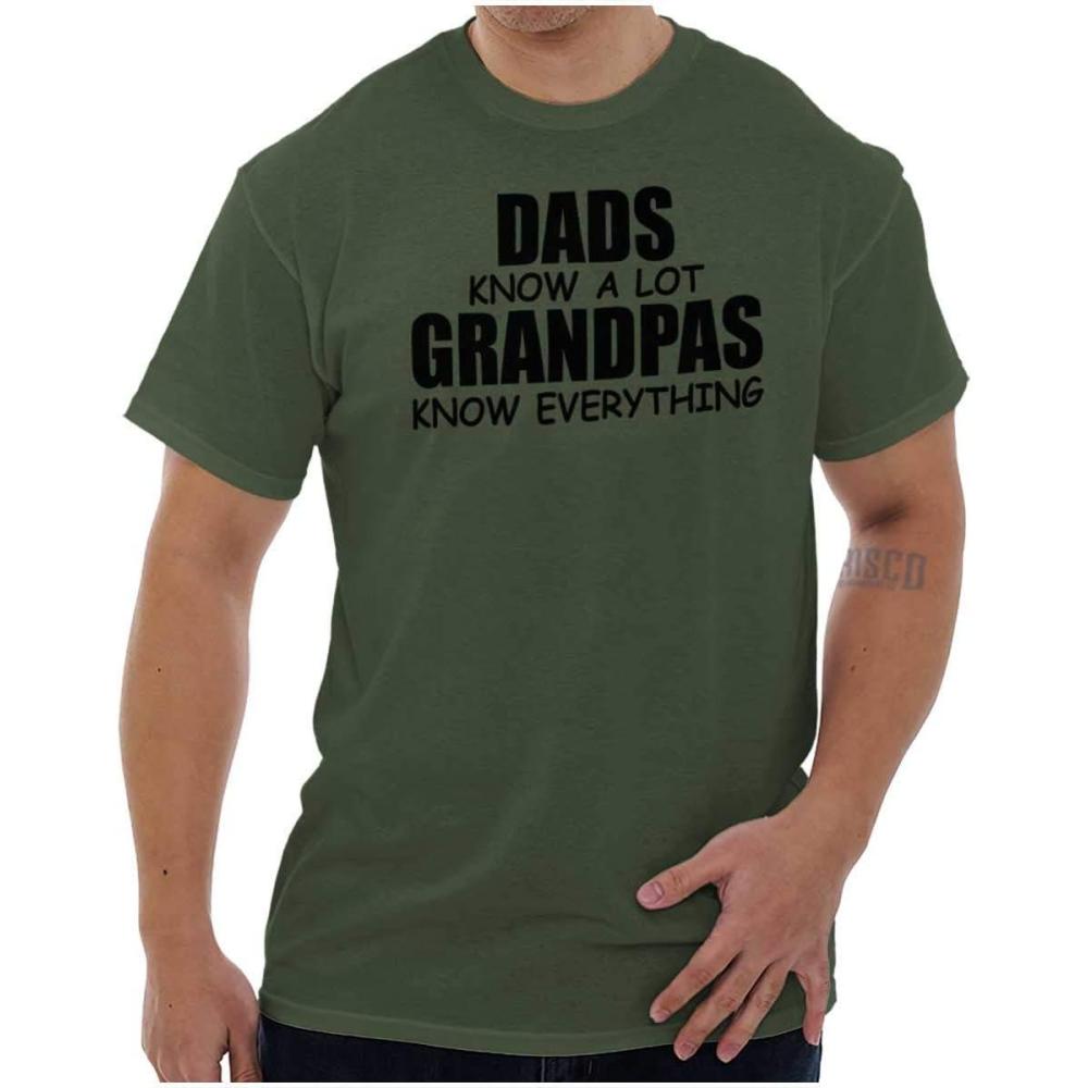 imageDad Knows A lot Grandpa Everything Mens Graphic T Shirt TeesMilitary Green