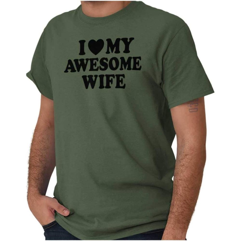 imageI Love My Awesome Wife Cute Husband Mens Graphic T Shirt TeesMilitary Green