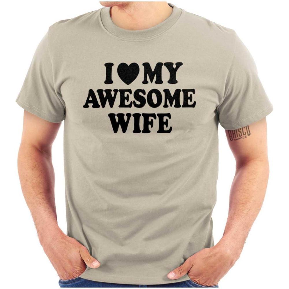imageI Love My Awesome Wife Cute Husband Mens Graphic T Shirt TeesSand