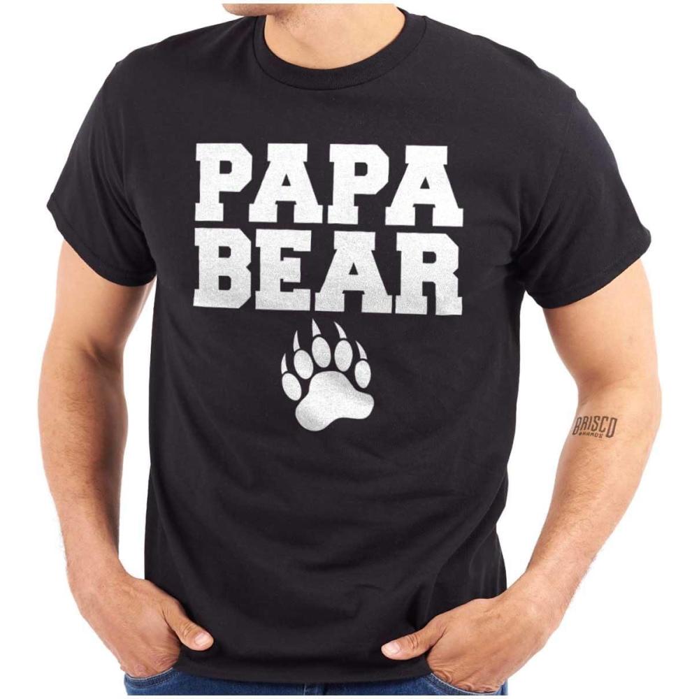imagePapa Bear Dad Fathers Day Pawprint Mens Graphic T Shirt TeesBlack