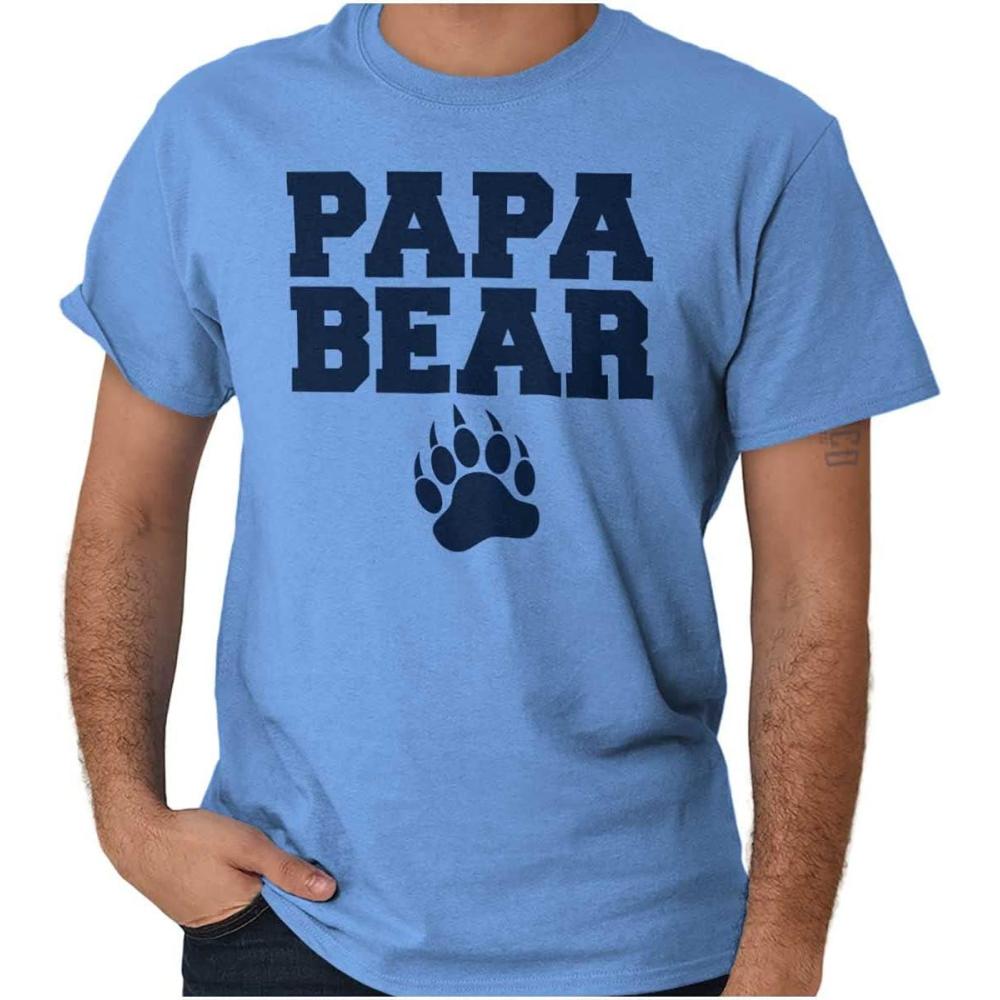 imagePapa Bear Dad Fathers Day Pawprint Mens Graphic T Shirt TeesCarolina Blue