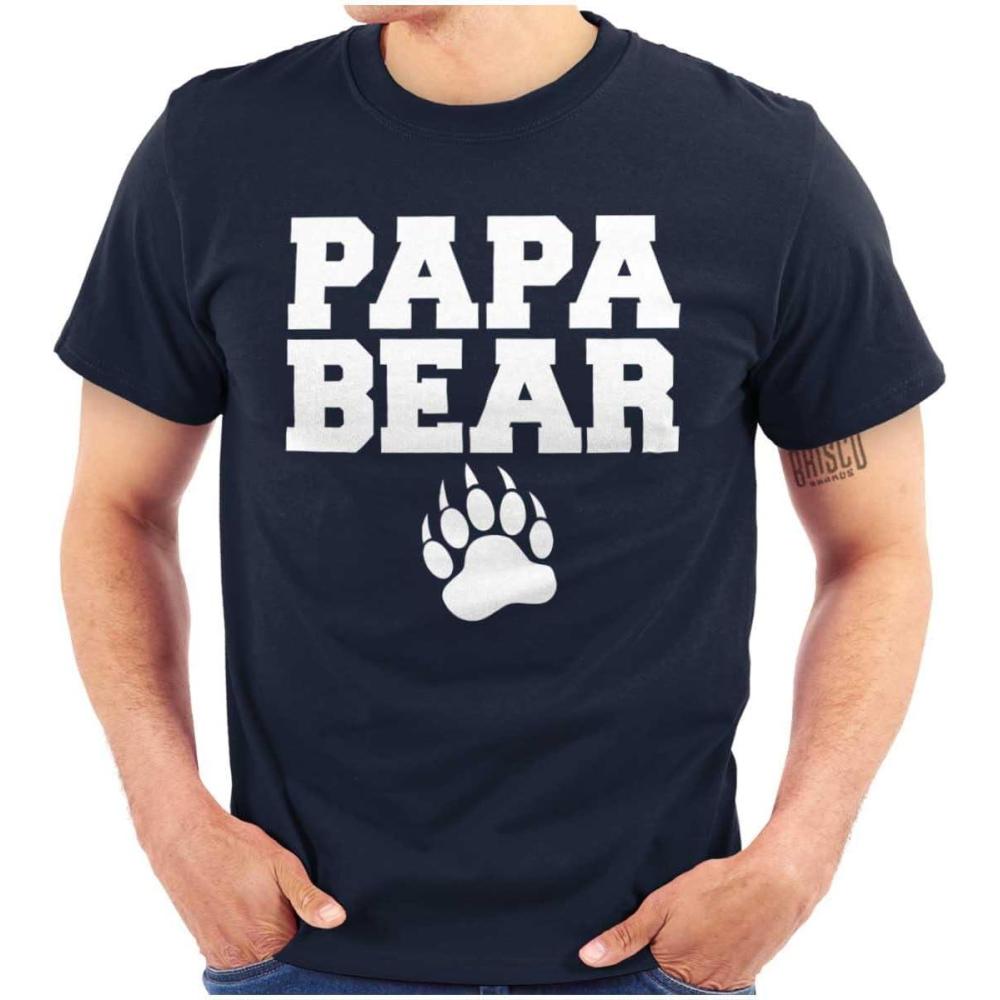 imagePapa Bear Dad Fathers Day Pawprint Mens Graphic T Shirt TeesNavy