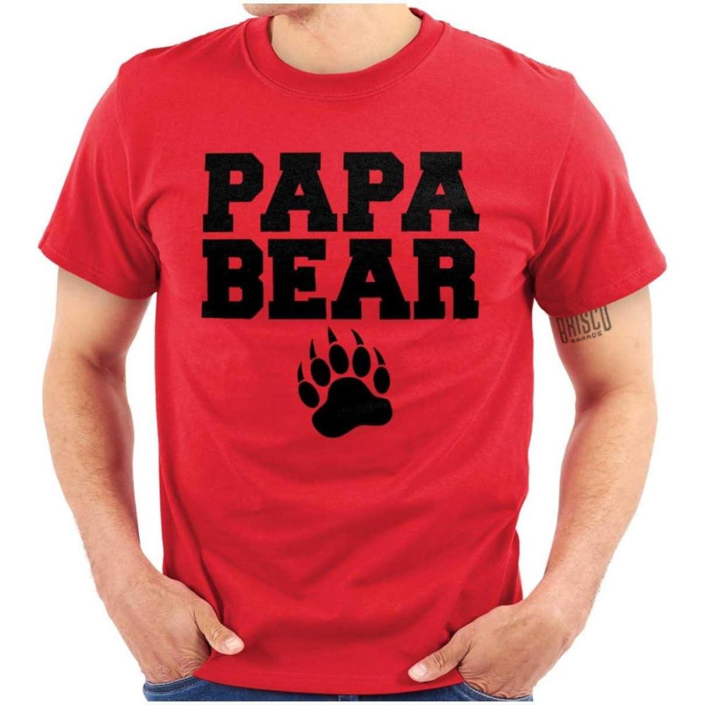 imagePapa Bear Dad Fathers Day Pawprint Mens Graphic T Shirt TeesRed