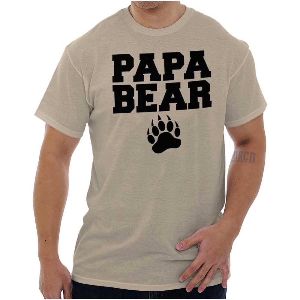 imagePapa Bear Dad Fathers Day Pawprint Mens Graphic T Shirt TeesSand