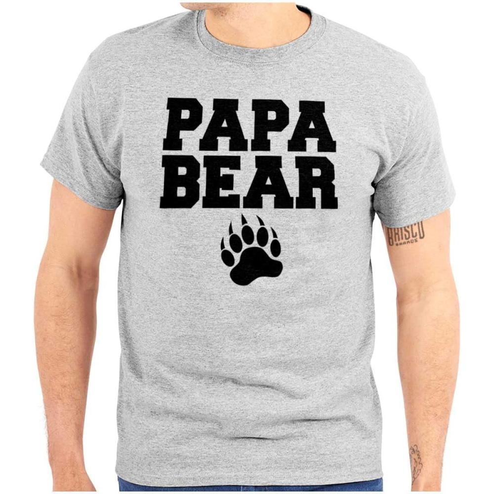 imagePapa Bear Dad Fathers Day Pawprint Mens Graphic T Shirt TeesSport Grey