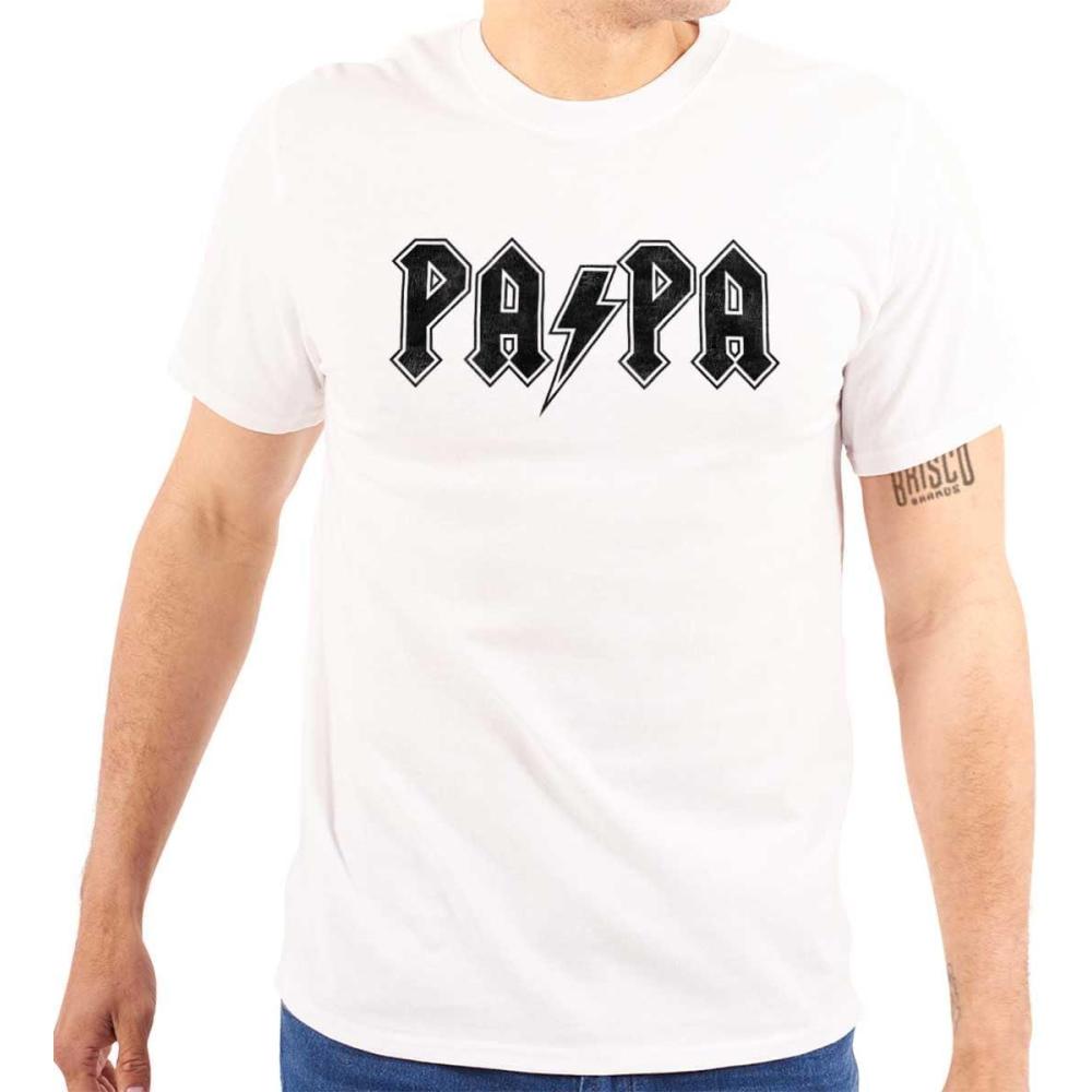 imagePapa Rock Logo Grandpa Grandfather Mens Graphic T Shirt TeesWhite
