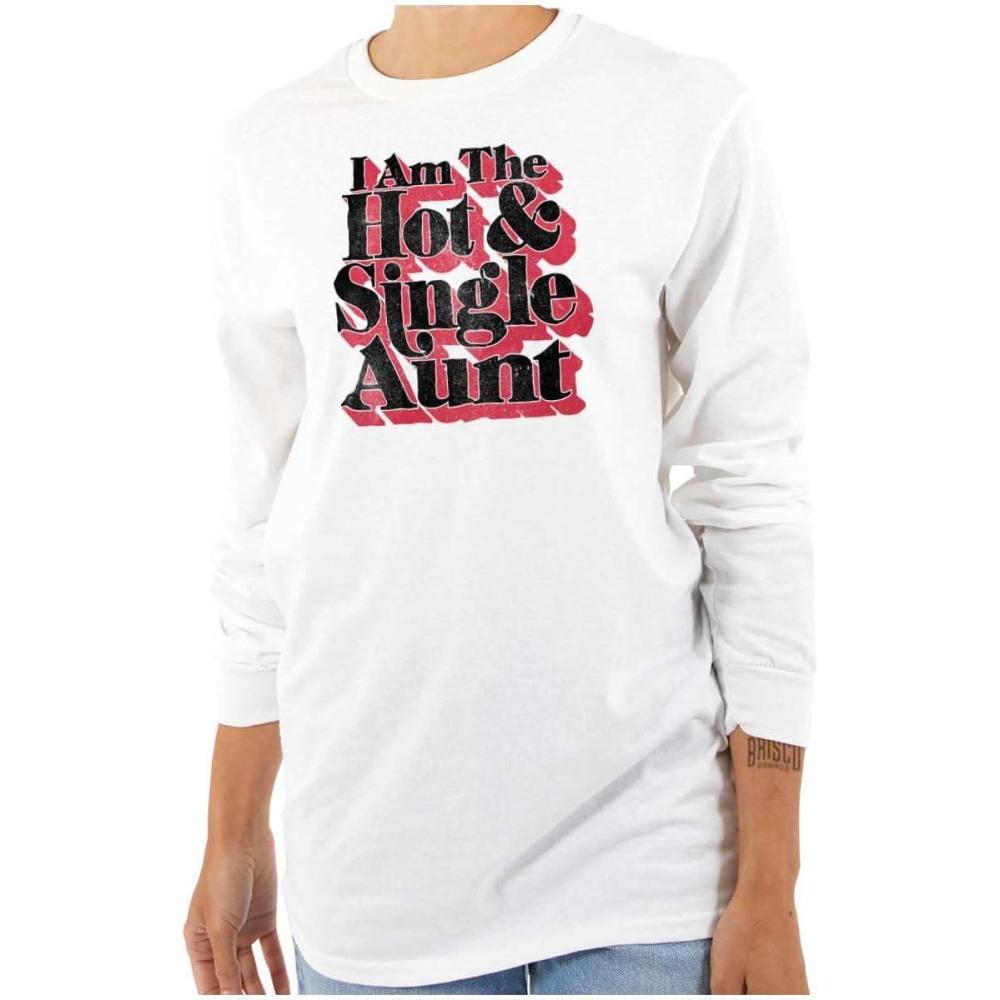 imageSingle Cool Cute Funny Auntie Aunt Womens Long Sleeve T ShirtWhite