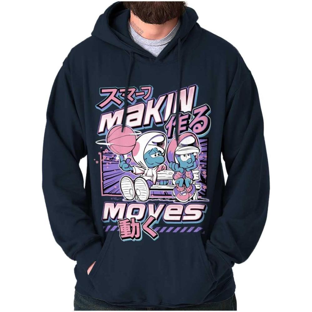 imageThe Smurfs Cool Kanji Makin Moves Hoodie Sweatshirt Women MenNavy