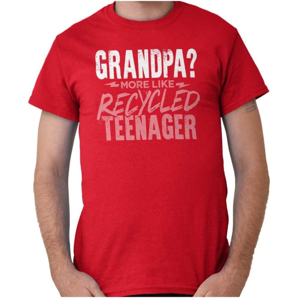 imageYoung at Heart Grandpa Grandparent Mens Graphic T Shirt TeesRed