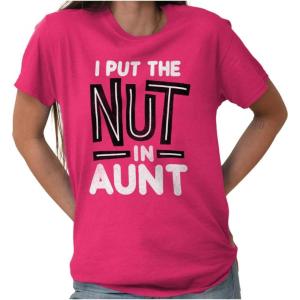 Aunt Cute Funny Cool Crazy Auntie Womens Graphic T Shirt Tees(Heliconia)