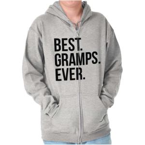 Best Gramps Ever Grandpa Grandfather Zip Hoodie Sweatshirt Men(Sport Grey)