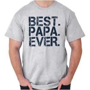 Best Papa Ever Worlds Greatest Father Mens Graphic T Shirt Tees(Ash Grey)