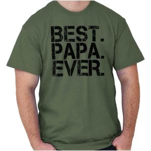 Best Papa Ever Worlds Greatest Father Mens Graphic T Shirt Tees(Military Green)