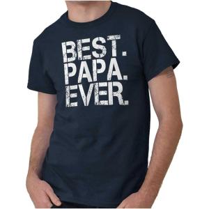 Best Papa Ever Worlds Greatest Father Mens Graphic T Shirt Tees(Navy)