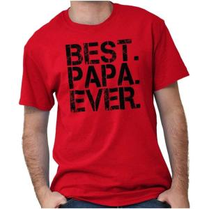 Best Papa Ever Worlds Greatest Father Mens Graphic T Shirt Tees(Red)