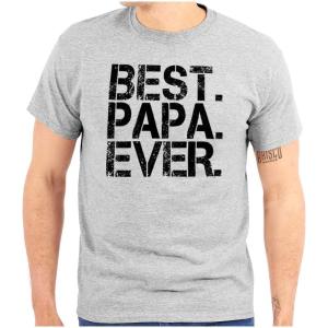 Best Papa Ever Worlds Greatest Father Mens Graphic T Shirt Tees(Sport Grey)