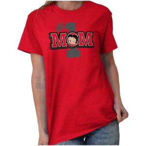 Betty Boop Number 1 Mom Mother’s Day Womens Graphic T Shirt Tees(Red)