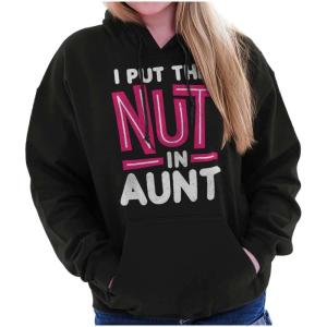 Brisco Brands Aunt Cute Funny Cool Crazy Auntie Hoodie Sweatshirt Women(Black)