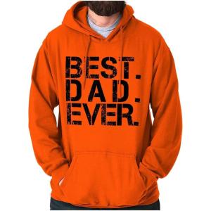 Brisco Brands Best Dad Ever Cool Hoodie Hooded Sweatshirt Men(Orange)