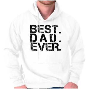 Brisco Brands Best Dad Ever Cool Hoodie Hooded Sweatshirt Men(White)