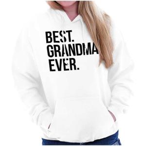 Brisco Brands Best Grandma Ever Nanna Gigi Nan Cute Hoodie Sweatshirt Women(White)