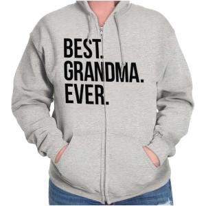 Brisco Brands Best Grandma Ever Nanna Gigi Nan Cute Zip Hoodie Sweatshirt Women(Sport Grey)