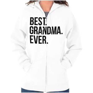 Brisco Brands Best Grandma Ever Nanna Gigi Nan Cute Zip Hoodie Sweatshirt Women(White)