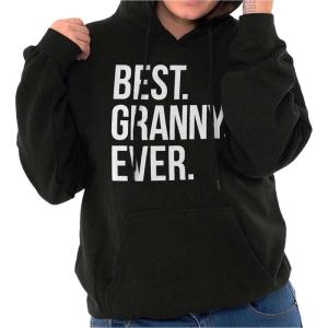 Brisco Brands Best Granny Ever Grandma Grams Mother Hoodie Sweatshirt Women(Black)