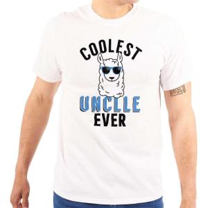 Brisco Brands Best Llama Uncle Fathers Day Birthday Mens Graphic T Shirt Tees(White)