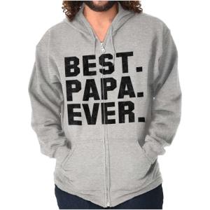 Brisco Brands Best Papa Ever World’s Coolest Father Zip Hoodie Sweatshirt Men(Sport Grey)