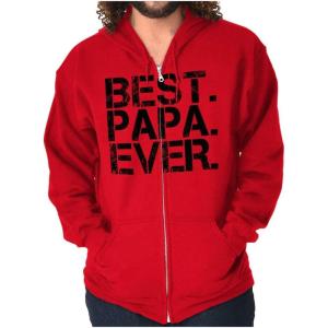 Brisco Brands Best Papa Ever Worlds Greatest Father Zip Hoodie Sweatshirt Men(Red)