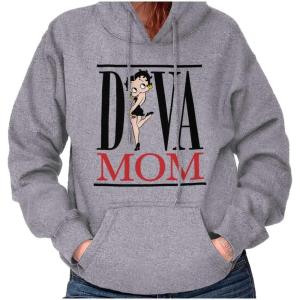 Brisco Brands Betty Boop Diva Mom Best Mothers Day Hoodie Sweatshirt Women(Sport Grey)