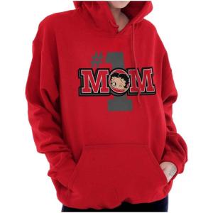 Brisco Brands Betty Boop Number 1 Mom Mother’s Day Hoodie Sweatshirt Women(Red)