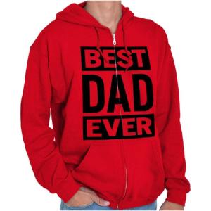 Brisco Brands Cool Best Dad Ever Father’s Day Zip Hoodie Sweatshirt Men(Red)