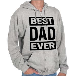 Brisco Brands Cool Best Dad Ever Father’s Day Zip Hoodie Sweatshirt Men(Sport Grey)