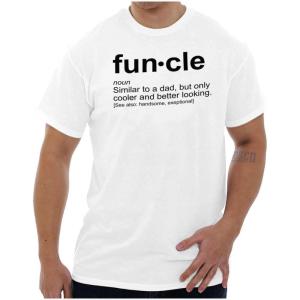 Brisco Brands Funcle Fun Uncle Definition Cool Mens Graphic T Shirt Tees(White)