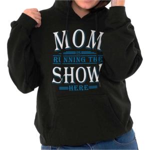 Brisco Brands Funny Mom is Running the Show Here Hoodie Sweatshirt Women(Black)