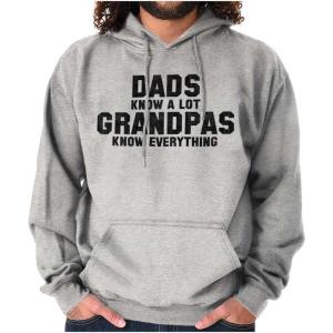 Brisco Brands Grandpa Knows Everything Grandfather Hoodie Hooded Sweatshirt Men(Sport Grey)