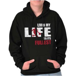 Brisco Brands Living Life Its Fullest Basketball Hoodie Hooded Sweatshirt Men(Black)