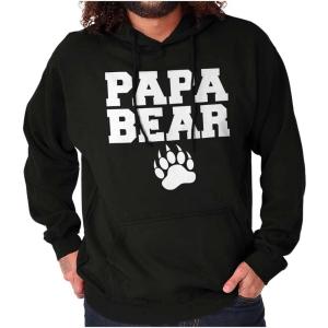 Brisco Brands Papa Bear Dad Father’s Day Pawprint Hoodie Hooded Sweatshirt Men(Black)