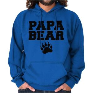 Brisco Brands Papa Bear Dad Father’s Day Pawprint Hoodie Hooded Sweatshirt Men(Royal)